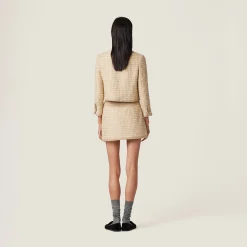 Avory/gold Check Lamé Miniskirt | Miu Miu