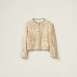 Avory/gold Single-breasted Check Lamé Jacket | Miu Miu