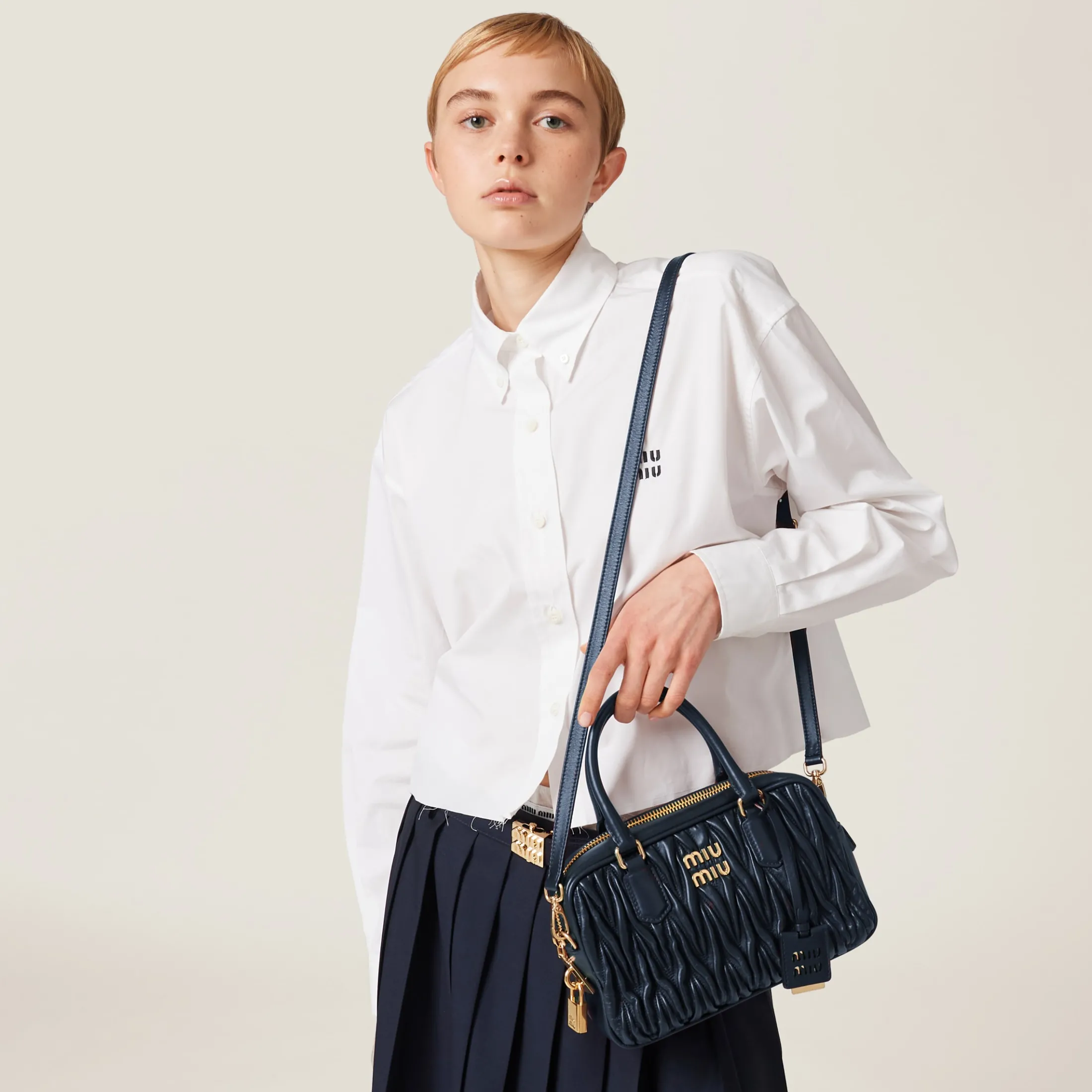 Baltic Blue Arcadie Matelassé Nappa Leather Bag | Miu Miu