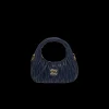 Baltic Blue Wander Matelassé Nappa Leather Hobo Bag | Miu Miu