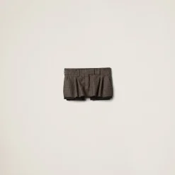 Bark Brown Prince Of Wales Check Miniskirt | Miu Miu