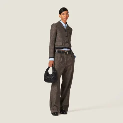 Bark Brown Prince Of Wales Check Pants | Miu Miu