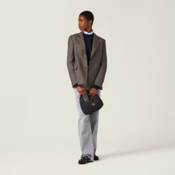 Bark Brown Single-breasted Prince Of Wales Check Jacket | Miu Miu