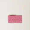 Begonia Pink Matelassé Nappa Leather Envelope Wallet | Miu Miu