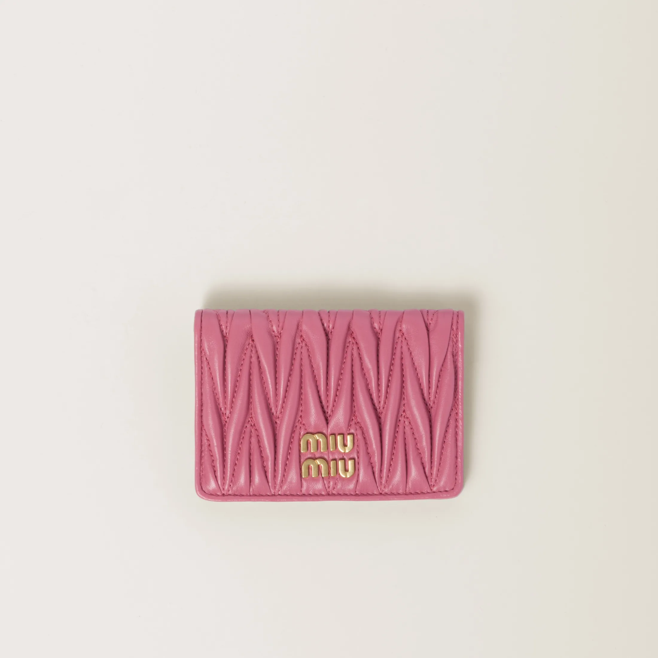 Begonia Pink Matelassé Nappa Leather Card Holder | Miu Miu