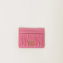 Begonia Pink Matelassé Nappa Leather Card Holder | Miu Miu