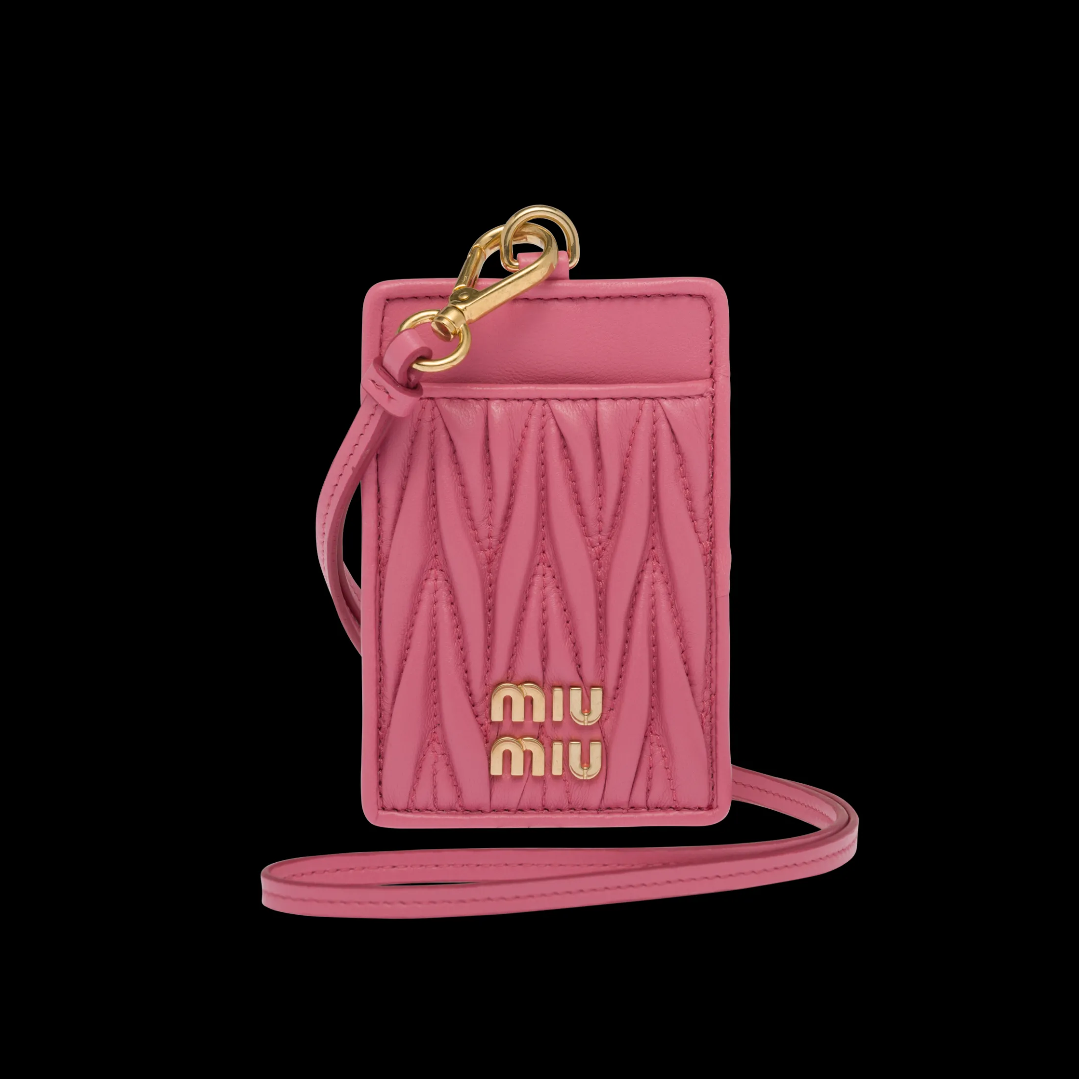 Begonia Pink Matelassé Nappa Leather Badge Holder | Miu Miu