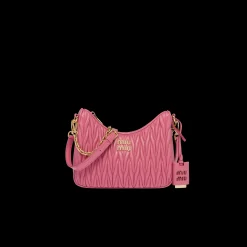 Begonia Pink Matelassé Nappa Leather Shoulder Bag | Miu Miu