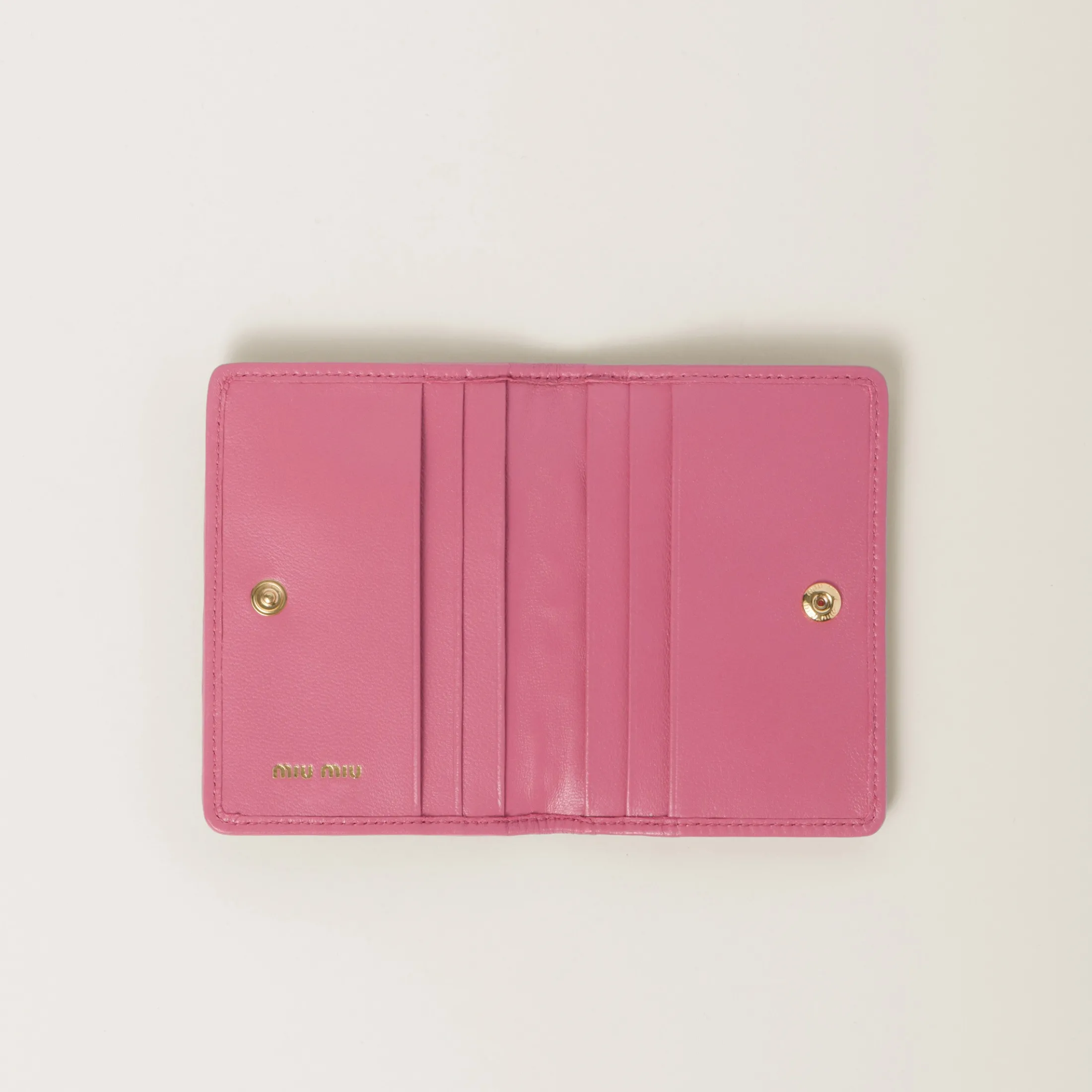 Begonia Pink Matelassé Nappa Leather Card Holder | Miu Miu