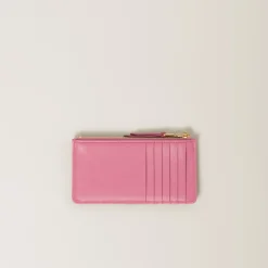 Begonia Pink Matelassé Nappa Leather Envelope Wallet | Miu Miu