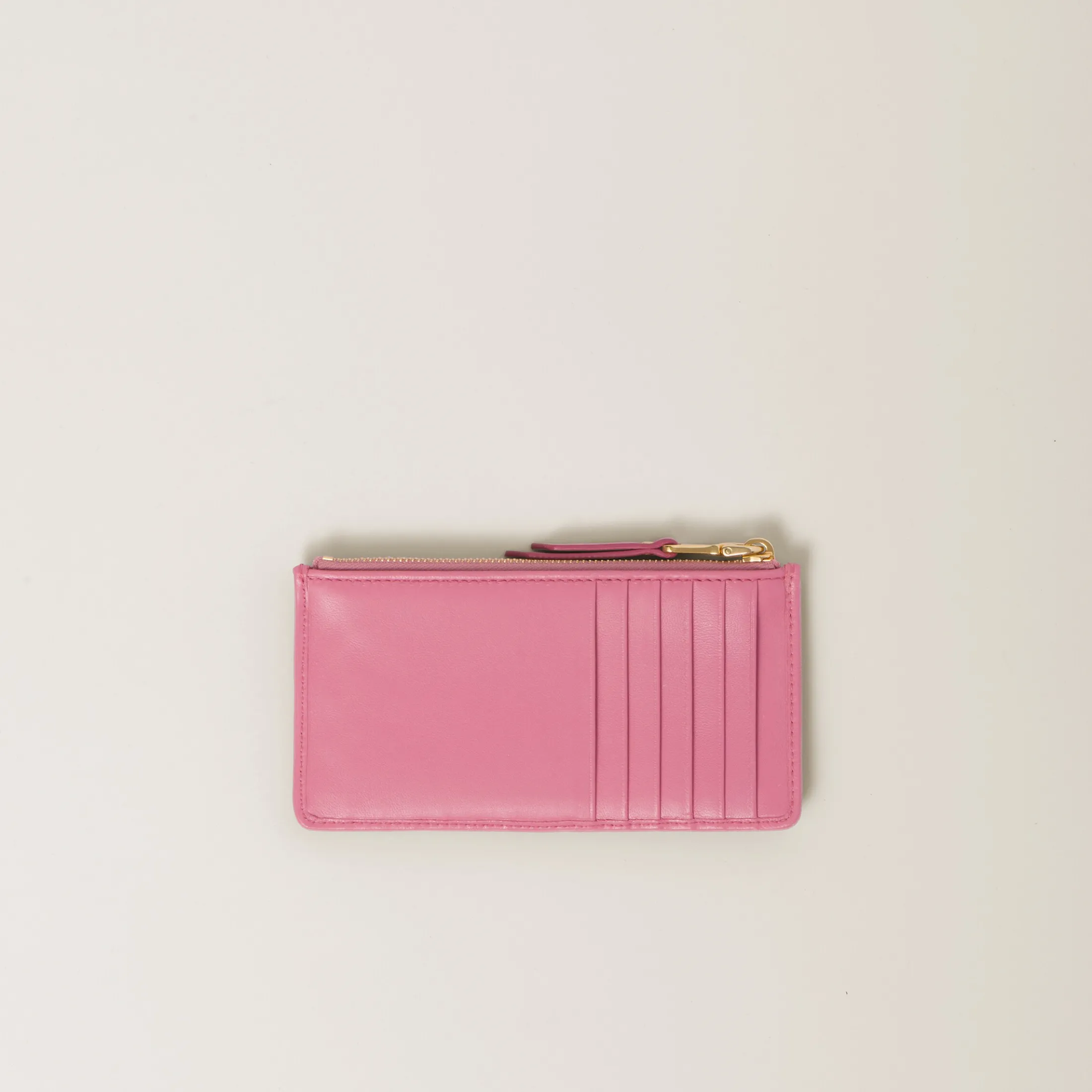 Begonia Pink Matelassé Nappa Leather Envelope Wallet | Miu Miu