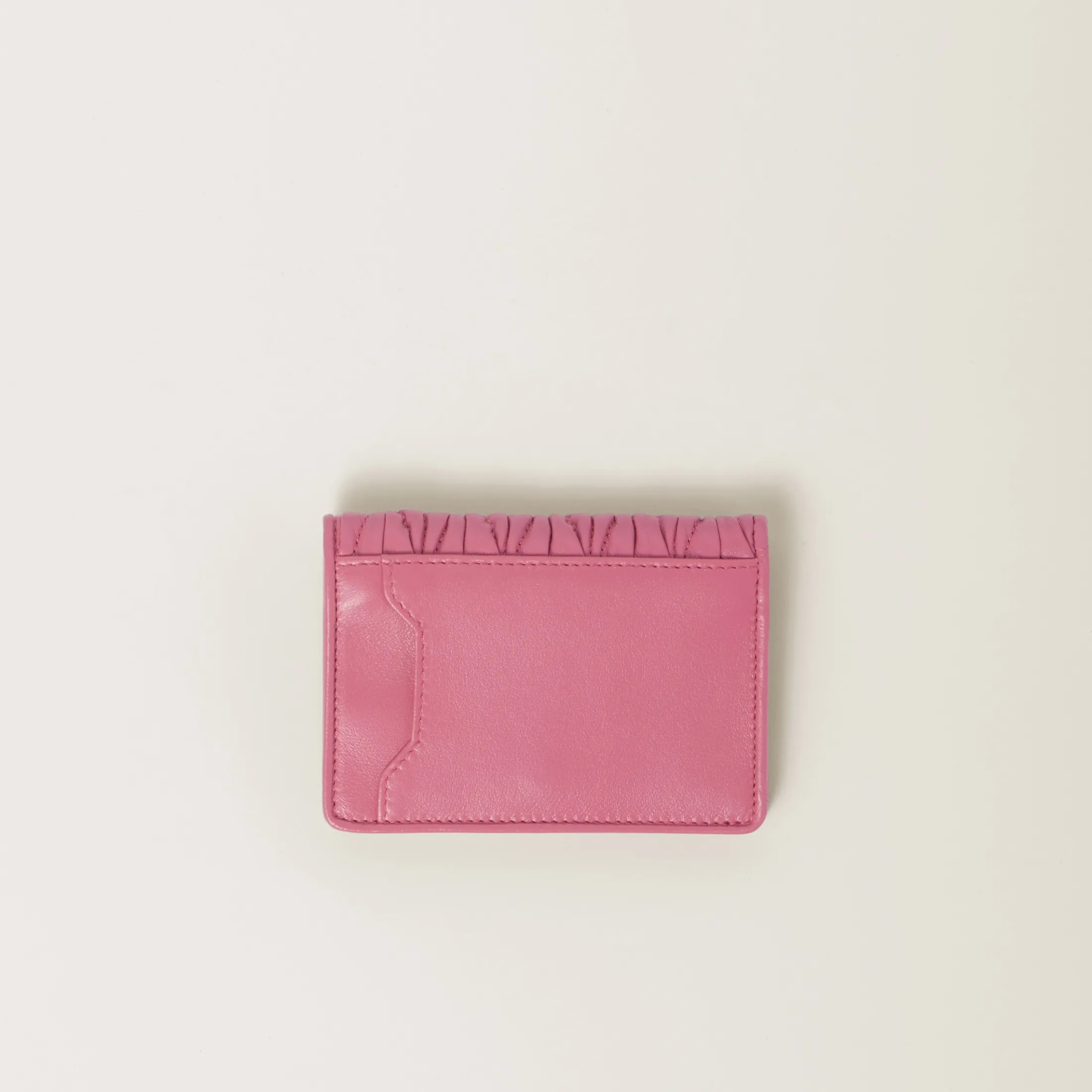 Begonia Pink Matelassé Nappa Leather Card Holder | Miu Miu