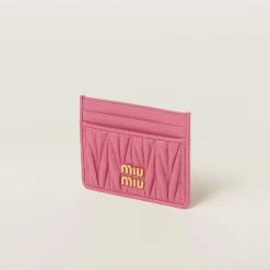 Begonia Pink Matelassé Nappa Leather Card Holder | Miu Miu