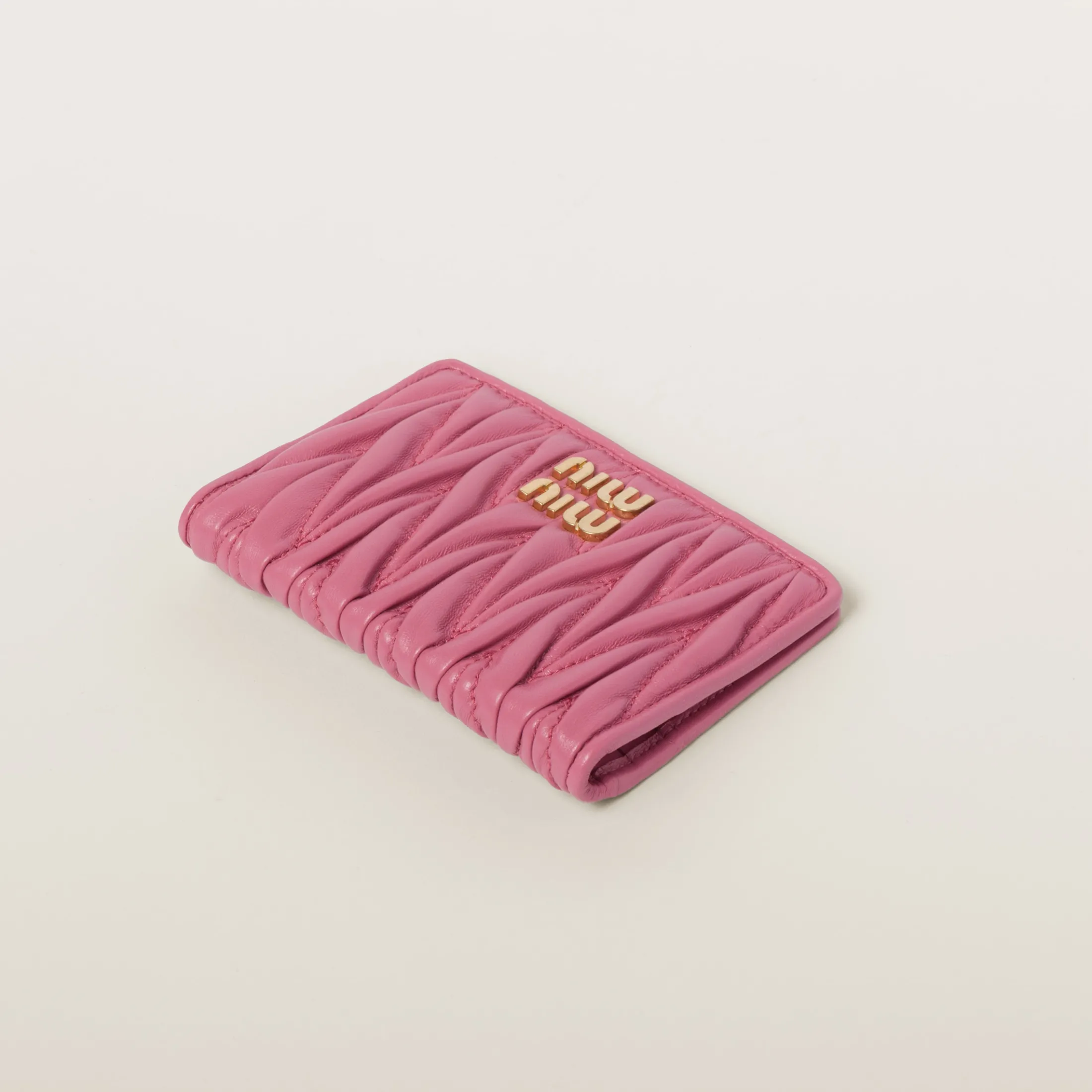 Begonia Pink Matelassé Nappa Leather Card Holder | Miu Miu