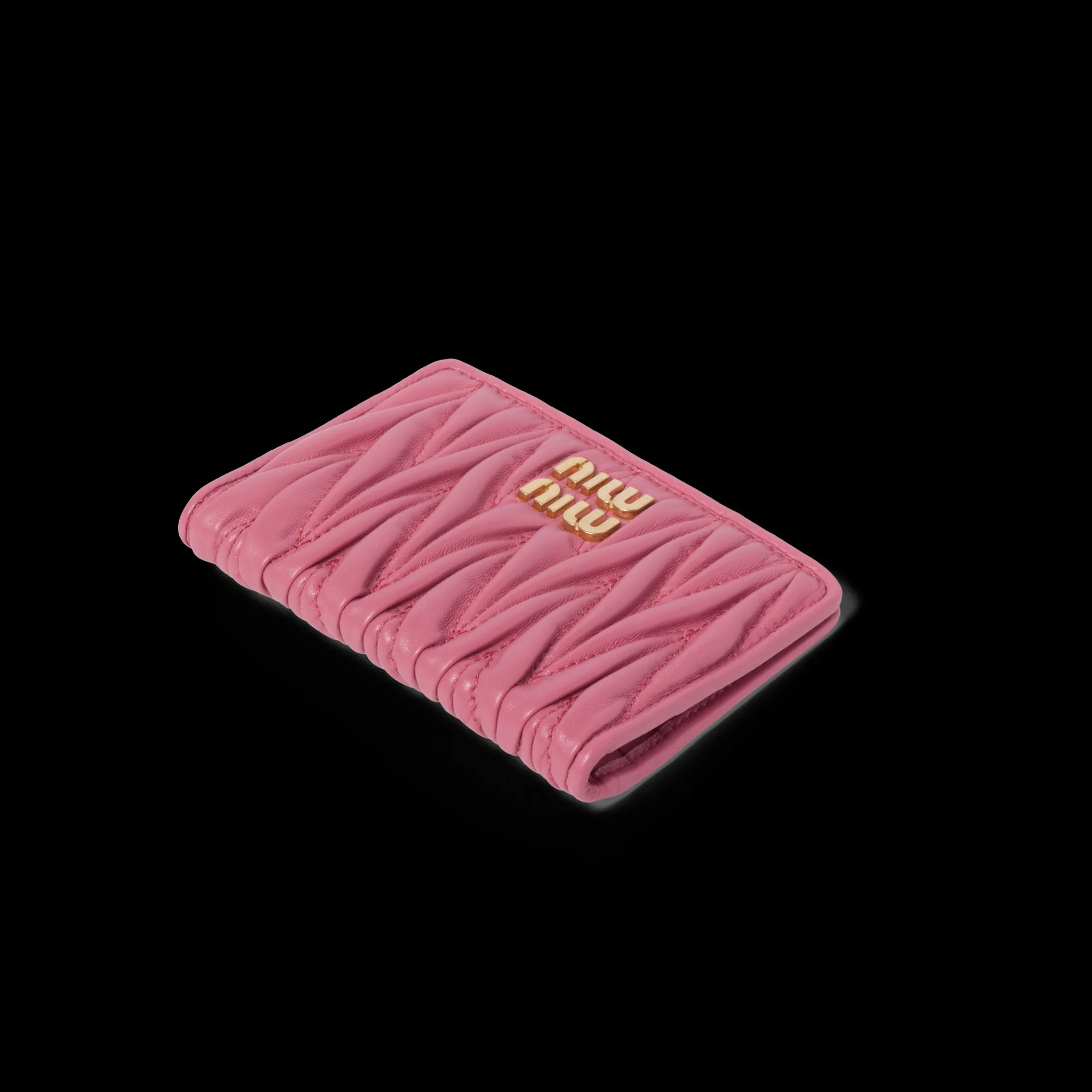 Begonia Pink Matelassé Nappa Leather Card Holder | Miu Miu