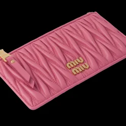 Begonia Pink Matelassé Nappa Leather Envelope Wallet | Miu Miu