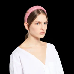 Begonia Pink Nappa Leather Headband | Miu Miu