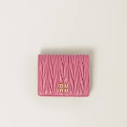 Begonia Pink Small Matelassé Nappa Leather Wallet | Miu Miu