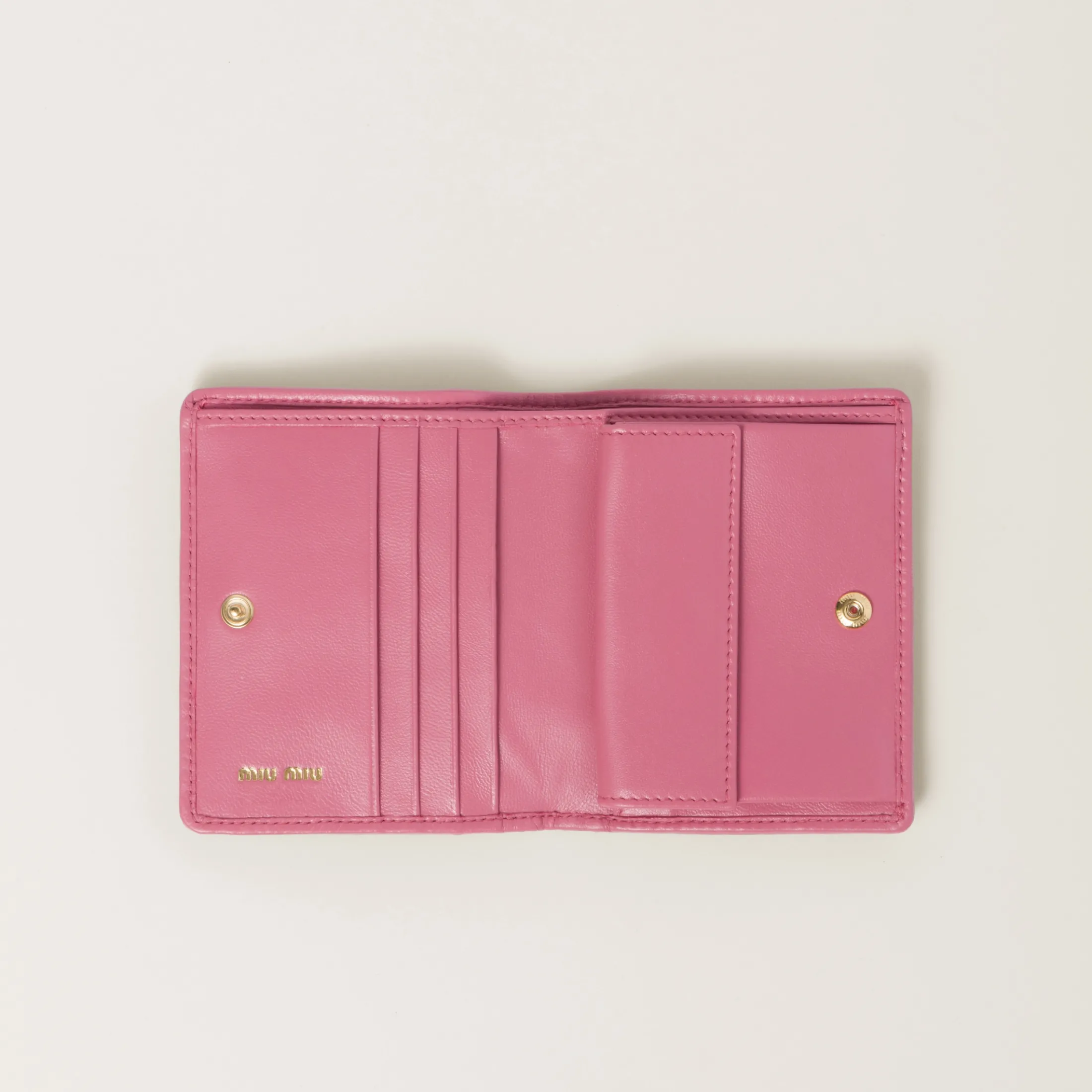Begonia Pink Small Matelassé Nappa Leather Wallet | Miu Miu