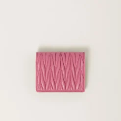 Begonia Pink Small Matelassé Nappa Leather Wallet | Miu Miu