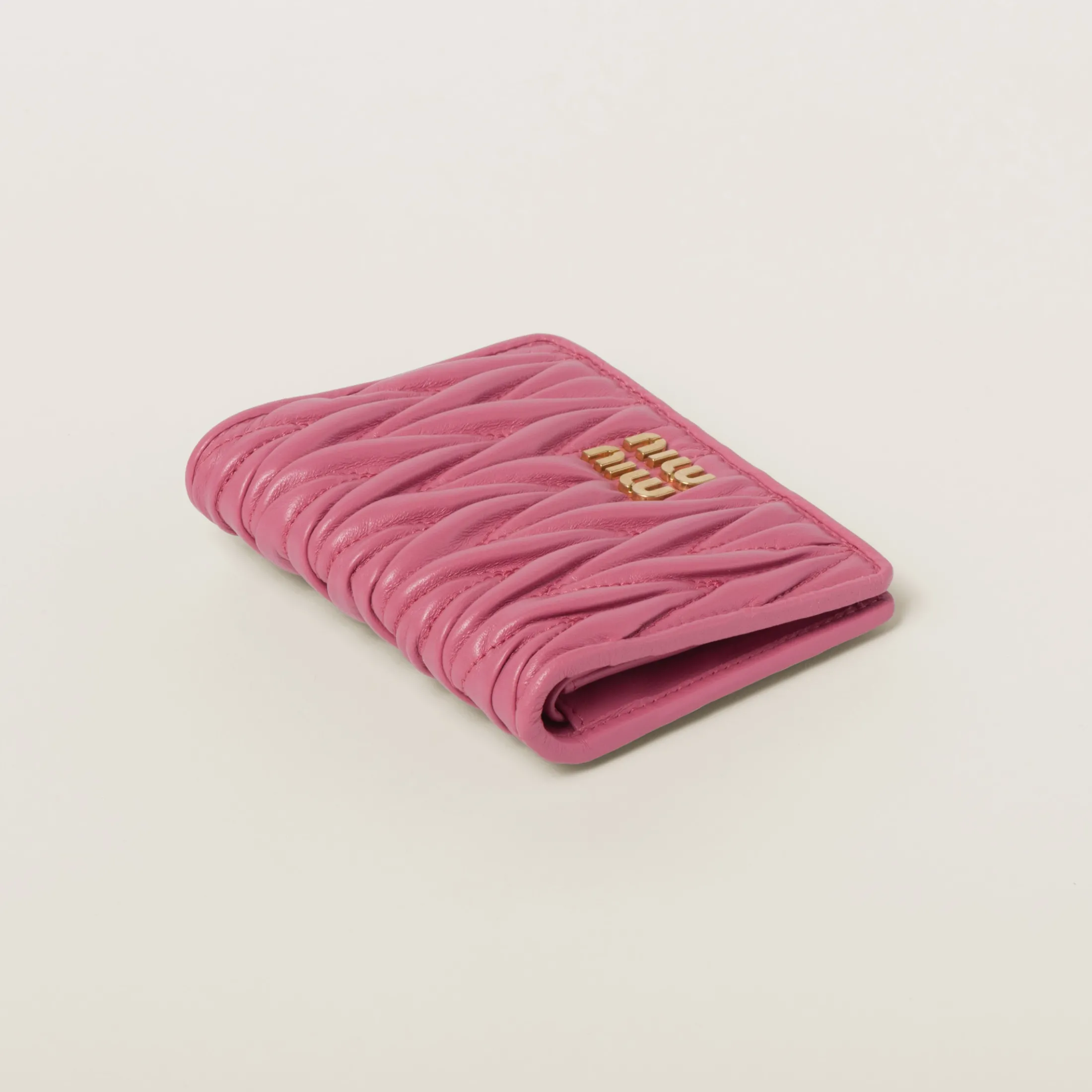 Begonia Pink Small Matelassé Nappa Leather Wallet | Miu Miu