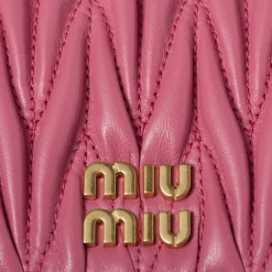 Begonia Pink Small Matelassé Nappa Leather Wallet | Miu Miu