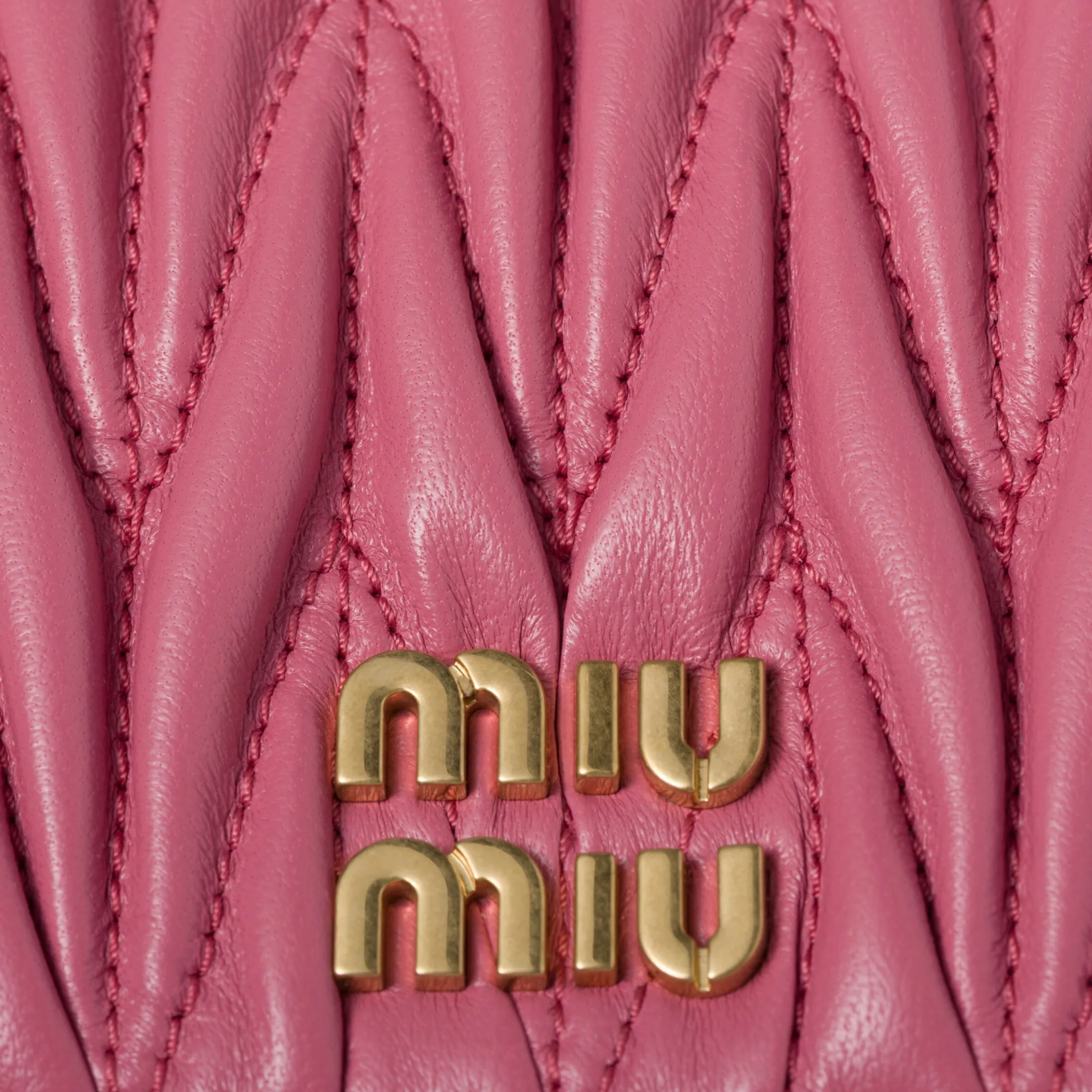 Begonia Pink Small Matelassé Nappa Leather Wallet | Miu Miu