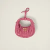 Begonia Pink Wander Matelassé Nappa Leather Micro Hobo Bag | Miu Miu