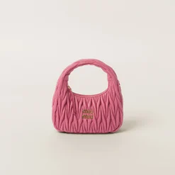 Begonia Pink Wander Matelassé Nappa Leather Hobo Bag | Miu Miu
