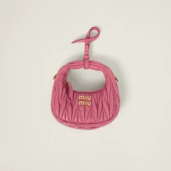 Begonia Pink Wander Matelassé Nappa Leather Micro Hobo Bag | Miu Miu