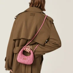 Begonia Pink Wander Matelassé Nappa Leather Hobo Mini-bag | Miu Miu