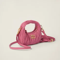 Begonia Pink Wander Matelassé Nappa Leather Micro Hobo Bag | Miu Miu