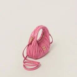 Begonia Pink Wander Matelassé Nappa Leather Hobo Mini-bag | Miu Miu