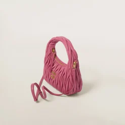 Begonia Pink Wander Matelassé Nappa Leather Hobo Bag | Miu Miu