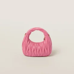 Begonia Pink Wander Matelassé Nappa Leather Hobo Mini-bag | Miu Miu