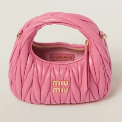 Begonia Pink Wander Matelassé Nappa Leather Hobo Mini-bag | Miu Miu