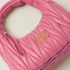 Begonia Pink Wander Matelassé Nappa Leather Hobo Mini-bag | Miu Miu