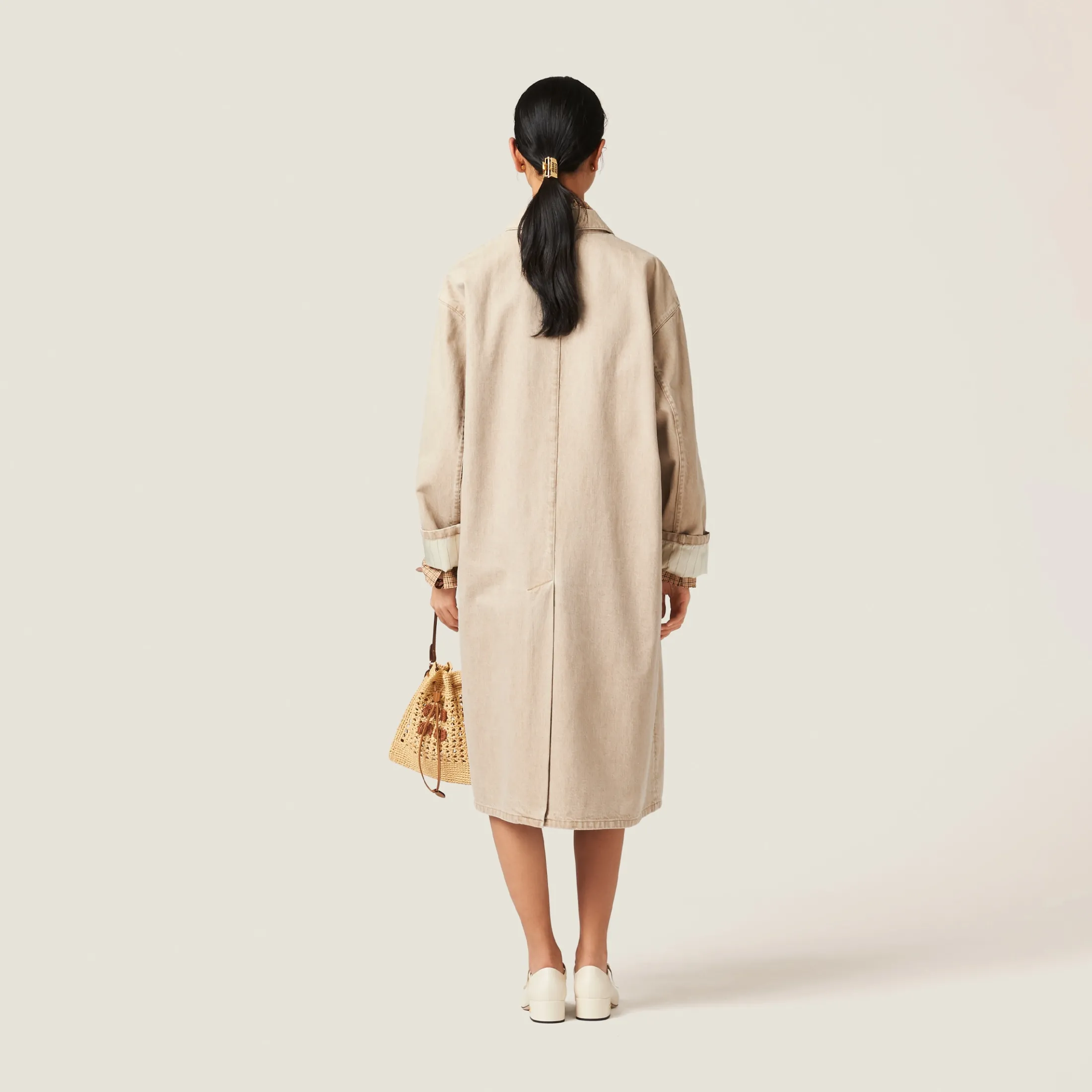 Beige Denim Coat | Miu Miu