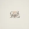 Beige/blue Cotton Fleece Shorts | Miu Miu