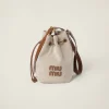 Beige/brandy Canvas And Leather Bucket Bag | Miu Miu