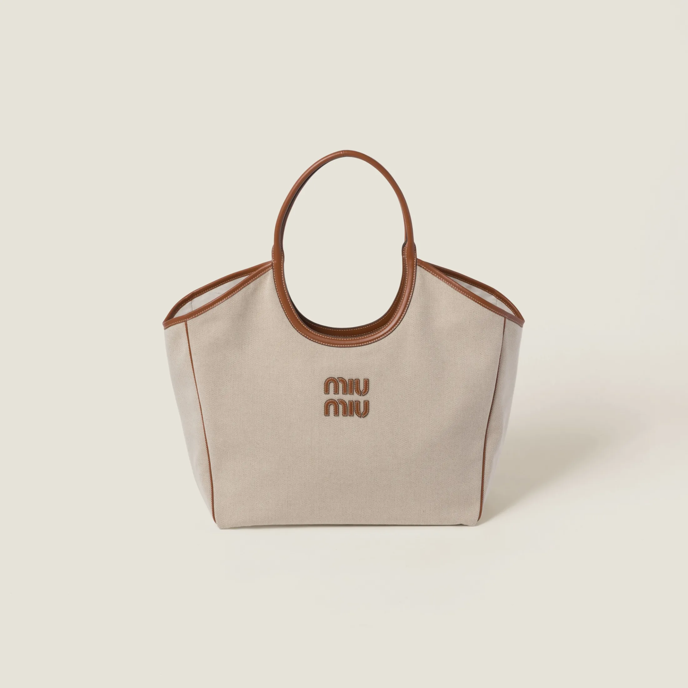Beige/brandy Ivy Canvas Bag | Miu Miu