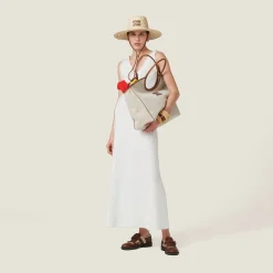 Beige/brandy Ivy Canvas Bag | Miu Miu