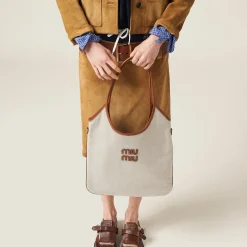 Beige/brandy Ivy Canvas Bag | Miu Miu
