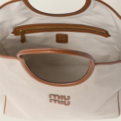 Beige/brandy Ivy Canvas Bag | Miu Miu