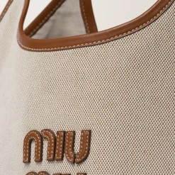 Beige/brandy Ivy Canvas Bag | Miu Miu