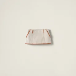 Beige/cognac Canvas Miniskirt | Miu Miu