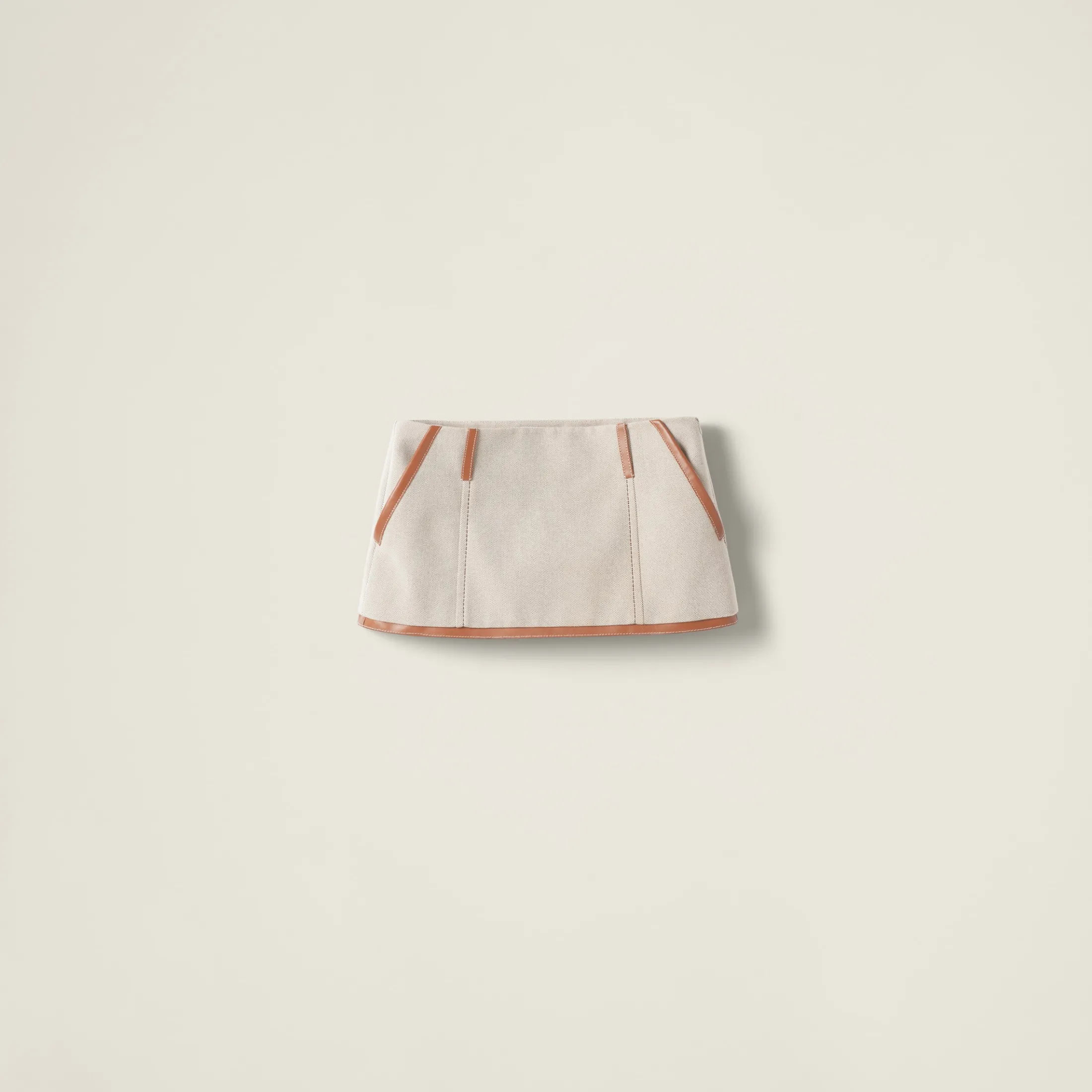 Beige/cognac Canvas Miniskirt | Miu Miu