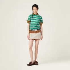 Beige/cognac Canvas Miniskirt | Miu Miu