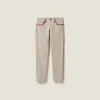 Beige/cognac Canvas Pants | Miu Miu