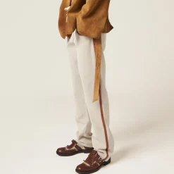Beige/cognac Canvas Pants | Miu Miu